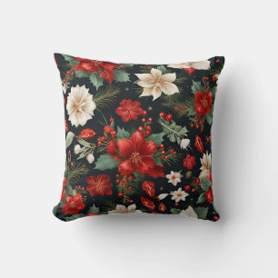 Almofada Padrão de Natal maravilhoso com Red Amaryllis, Wh