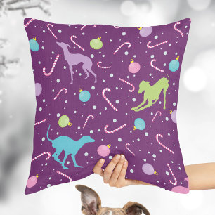 Almofada Padrão de Natal Silhueta de Cachorro Italiano Grey