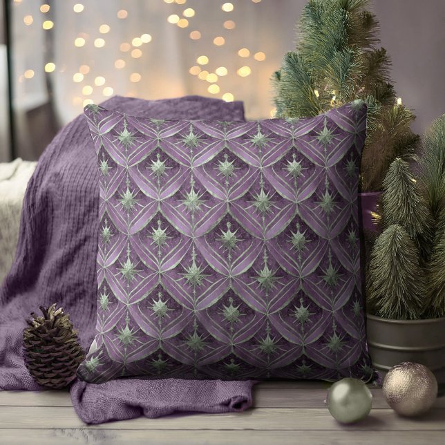 Almofada Padrão de Natal Verde Roxo nº 16 ID1009 (Criador carregado)
