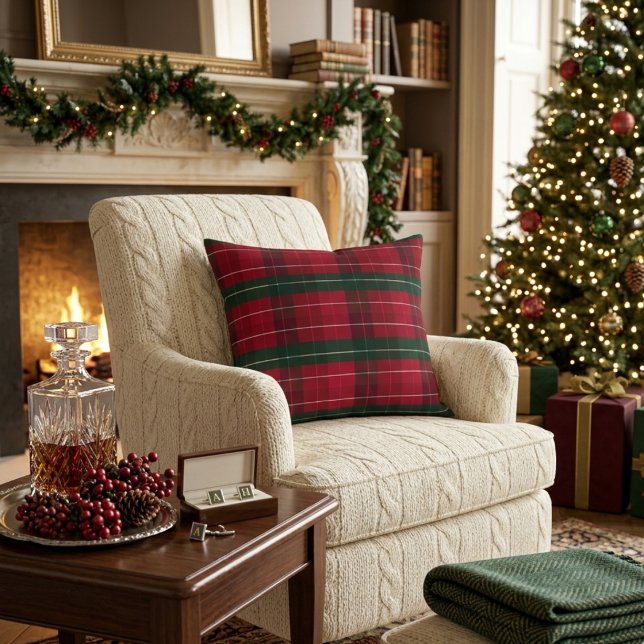 Almofada Padrão de Natal Vermelho-Escuro-Verde (Criador carregado)
