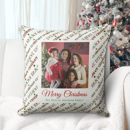 Almofada Padrão de Natal Vermelho Fofo Verde
