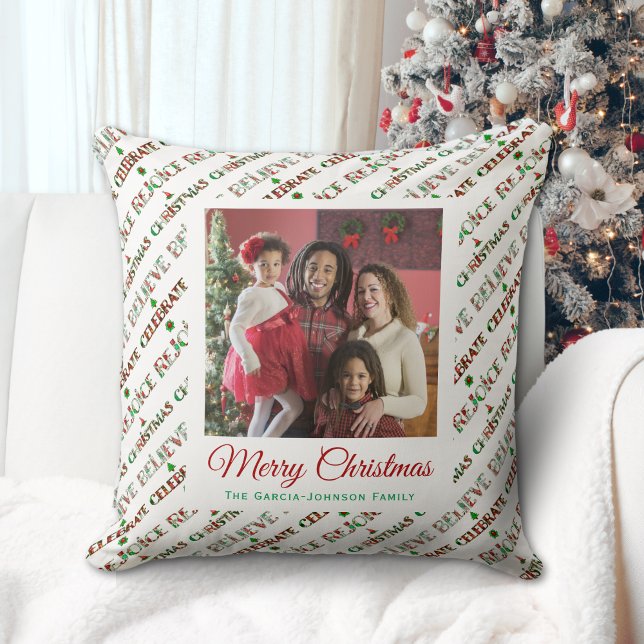 Almofada Padrão de Natal Vermelho Fofo Verde (Criador carregado)