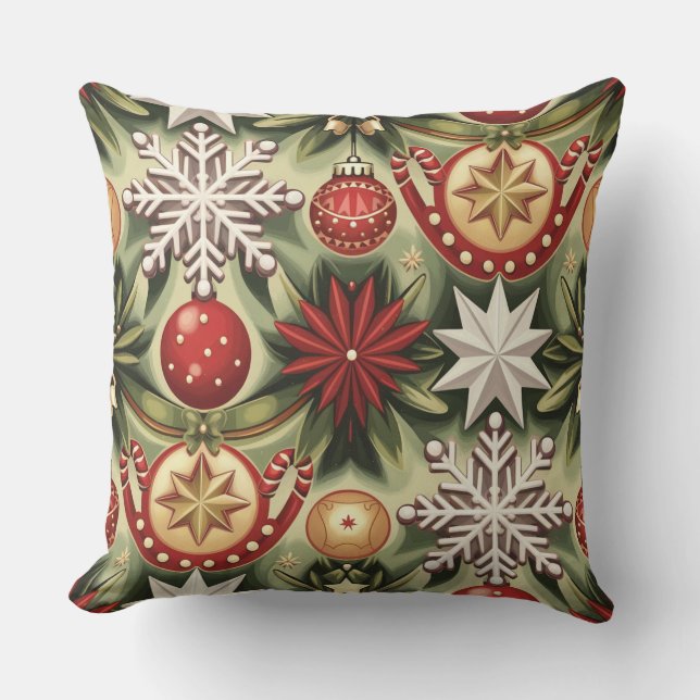 Almofada Padrão de Natal Vintage Cheer (Frente)