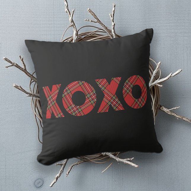 Almofada Padrão de Natal Xadrez Vermelho (Criador carregado)