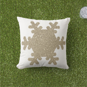 Almofada Padrão de neve Dourado Brilho Natal Branco