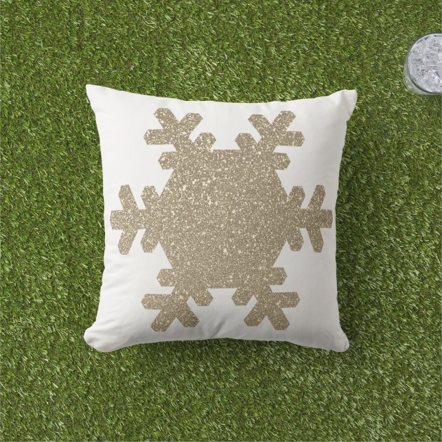 Almofada Padrão de neve Dourado Brilho Natal Branco (Grama)