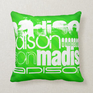 Almofada Padrão de nome personalizado em faixas verdes neon