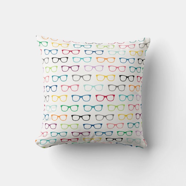 Almofada Padrão de Óculos de Hipster Multi Cores Nerdy (Frente)