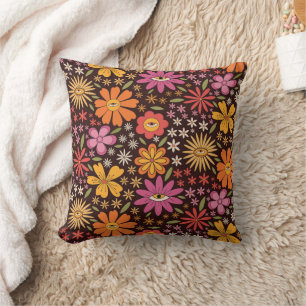 Almofada Padrão de olho de flores psicodélicas funky dos an
