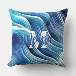 Almofada Padrão de Onda Azul