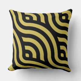 Almofada Padrão de onda em tons de marrom e preto-Ouro
