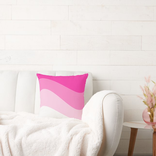 Almofada Padrão de onda ombre rosa branco (Sofá)
