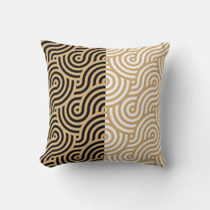 Almofada Padrão de Ondas do Oceano Dourado Moderno
