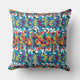 Almofada Padrão de Ondas Geométricas Coloridas de Abstrato