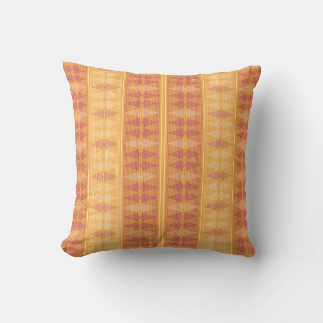 Almofada Padrão de Op Art Geométrico Laranja e Magenta — Re (Frente)