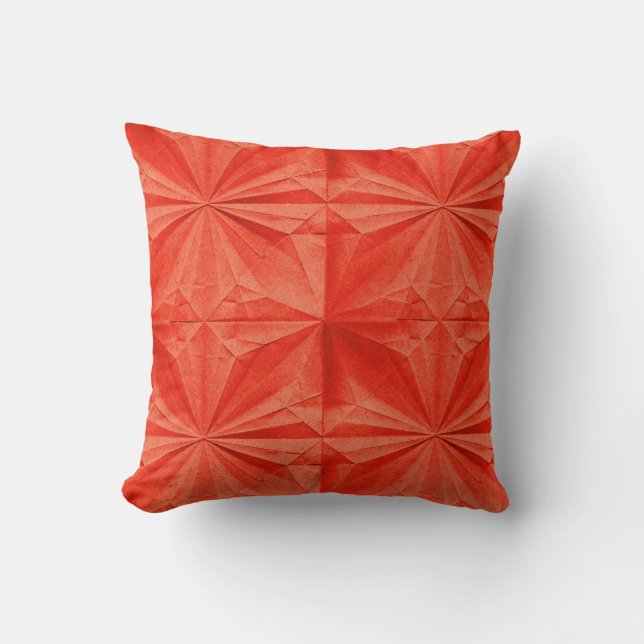Almofada Padrão de Origami Laranja (Frente)