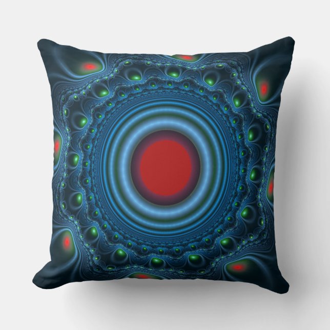 Almofada Padrão de ornamentado fractal de fada azul (Frente)