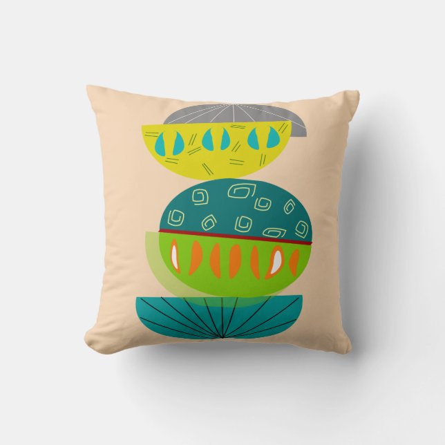 Almofada Padrão de Ovais Modernos do Travesseiro do Século  (Frente)