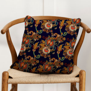 Almofada Padrão de Paisley Azul e Vermelho do Marinho