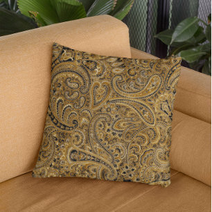 Almofada Padrão de Paisley Floral Beige & Brown