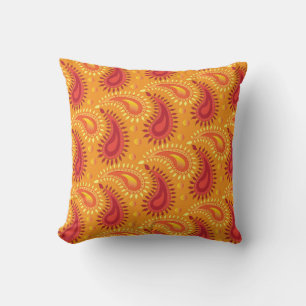 Almofada Padrão de Paisley Persa Laranja Oriental