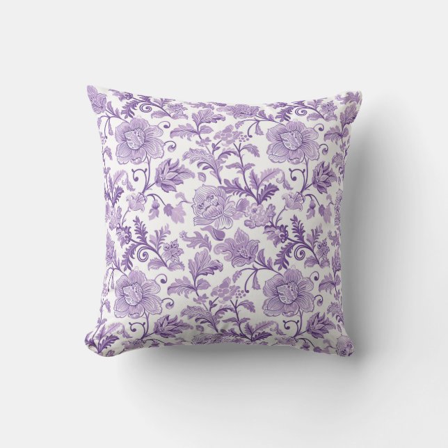 Almofada Padrão de Paisley Roxo e Branco (Frente)