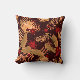 Almofada Padrão de Palma Tropical Moderno Castanho bege e