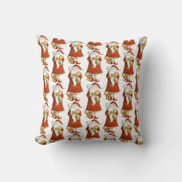 Almofada Padrão de Papai Noel e Gatos Caprichosos