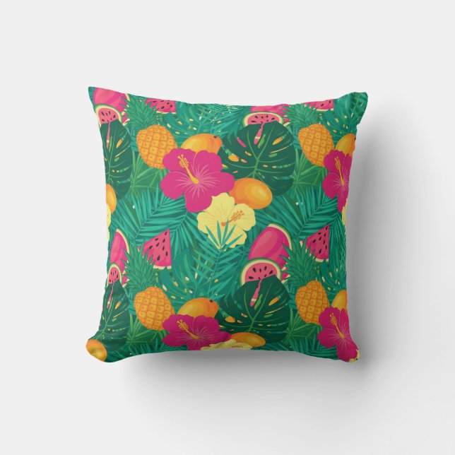 Almofada Padrão de Paraíso Tropical Negrito Sem Olhos (Frente)