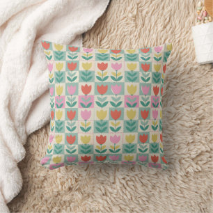 Almofada Padrão de patch de Tulips de Vintage