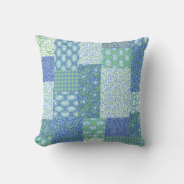Almofada Padrão de Patchwork Floral Boho Faux do Periwinkle