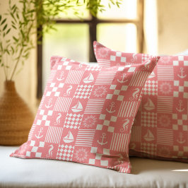 Almofada Padrão de Patchwork Náutico Rosa