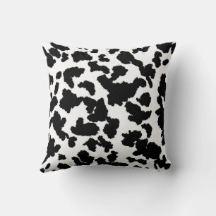 Almofada Padrão de Pelo de Couro de Vaca Preto e Branco