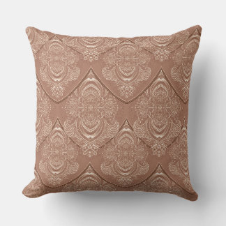 Almofada Padrão de Pena Art Nouveau em Laranja