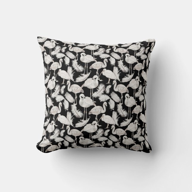 Almofada Padrão de penas de cisne branco elegante e sofisti (Frente)
