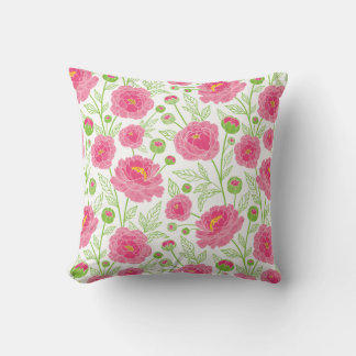Almofada Padrão de peônias rosa