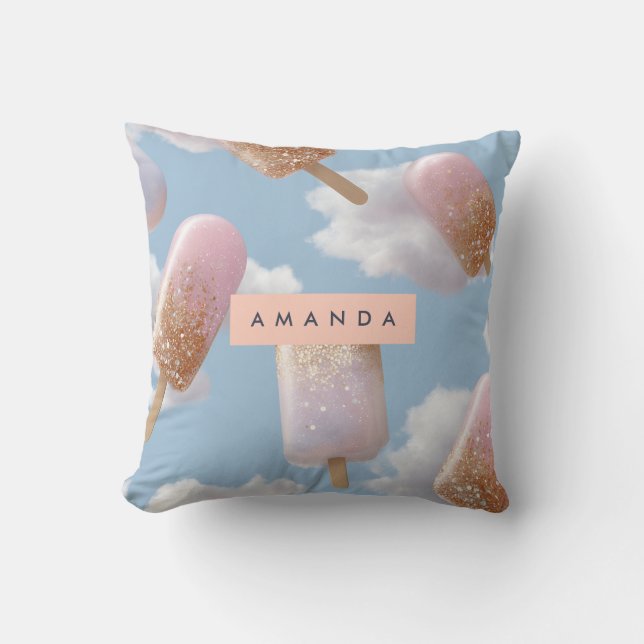 Almofada Padrão de picolé branco personalizado (Frente)