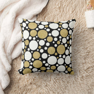 Almofada Padrão de ponto preto e Dourado