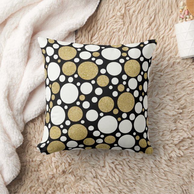 Almofada Padrão de ponto preto e Dourado (Cobertor)