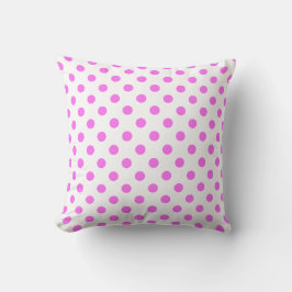Almofada Padrão de Pontos Pink em Fundo Branco