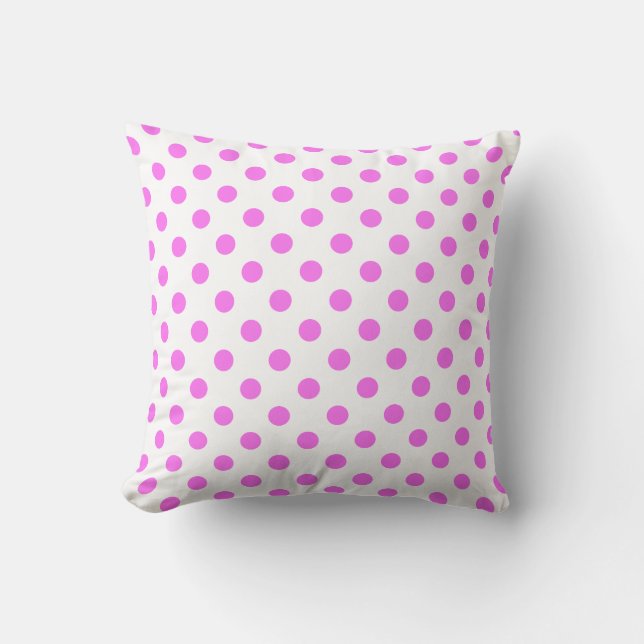 Almofada Padrão de Pontos Pink em Fundo Branco (Frente)