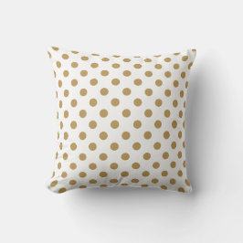 Almofada Padrão de Pontos Polka Marrons em Fundo Branco