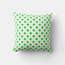 Almofada Padrão de Pontos Verde em Fundo Branco