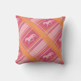 Almofada Padrão de Pony da Xadrez Equestre Rosa