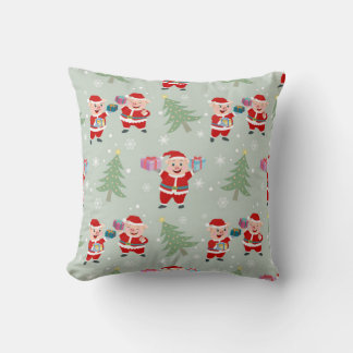 Almofada Padrão de Porco de Natal Dando Presentes