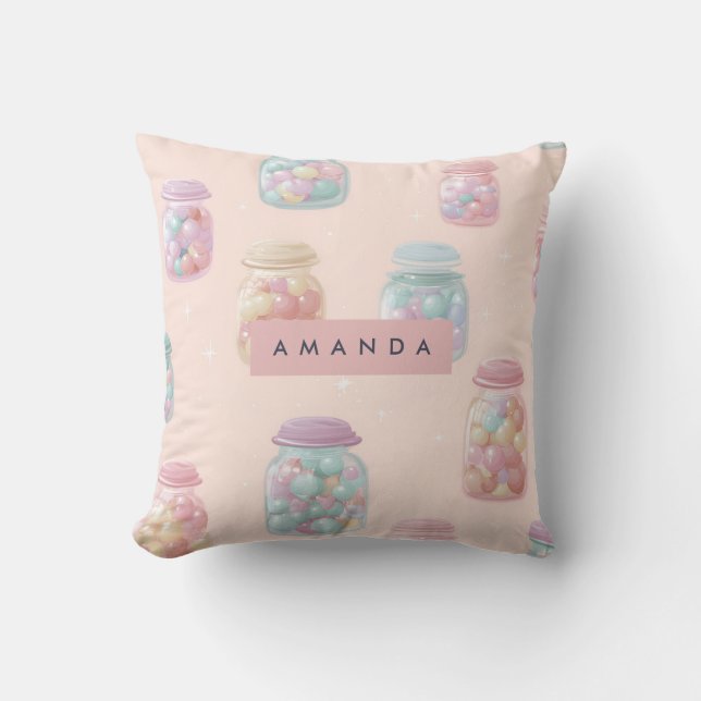 Almofada Padrão de Pote de doces de Pastel personalizado (Frente)
