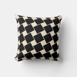 Almofada Padrão de Quadrados Preto e Branco Antigo
