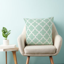 Padrão de Quatrefoil do Modern Mint Green em Marro