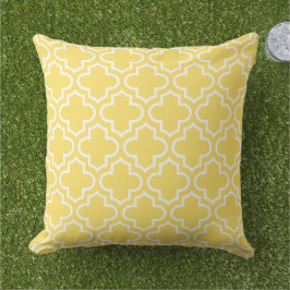 Almofada Padrão de Quatrefoil Marroquino Amarelo Moderno