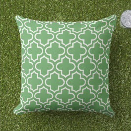 Almofada Padrão de Quatrefoil Marroquino Verde Moderno